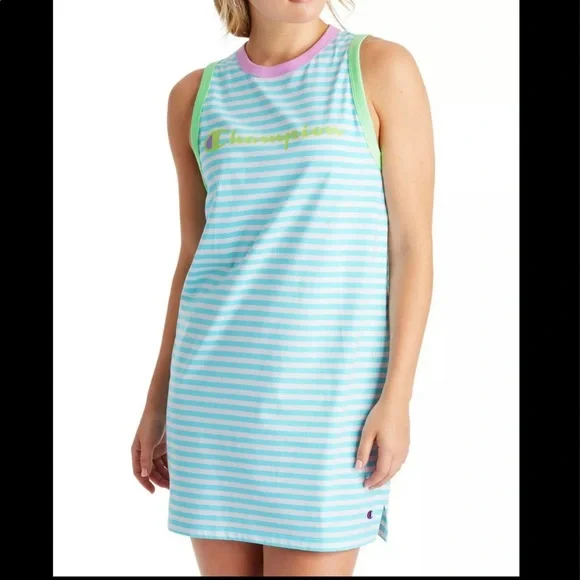 Champion sleeveless Campus blue horizon striped tank dress - Picture 1 of 7